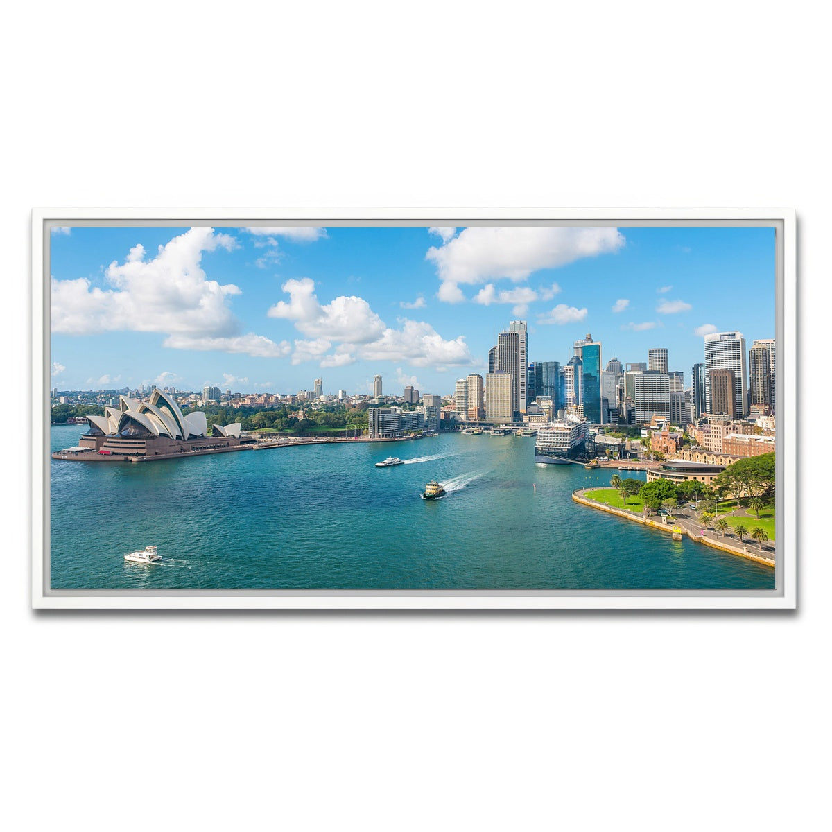AUTO-MOCKUP WHITE | sydney skyline | 1 Piece | White Framed Canvas | group=2x1