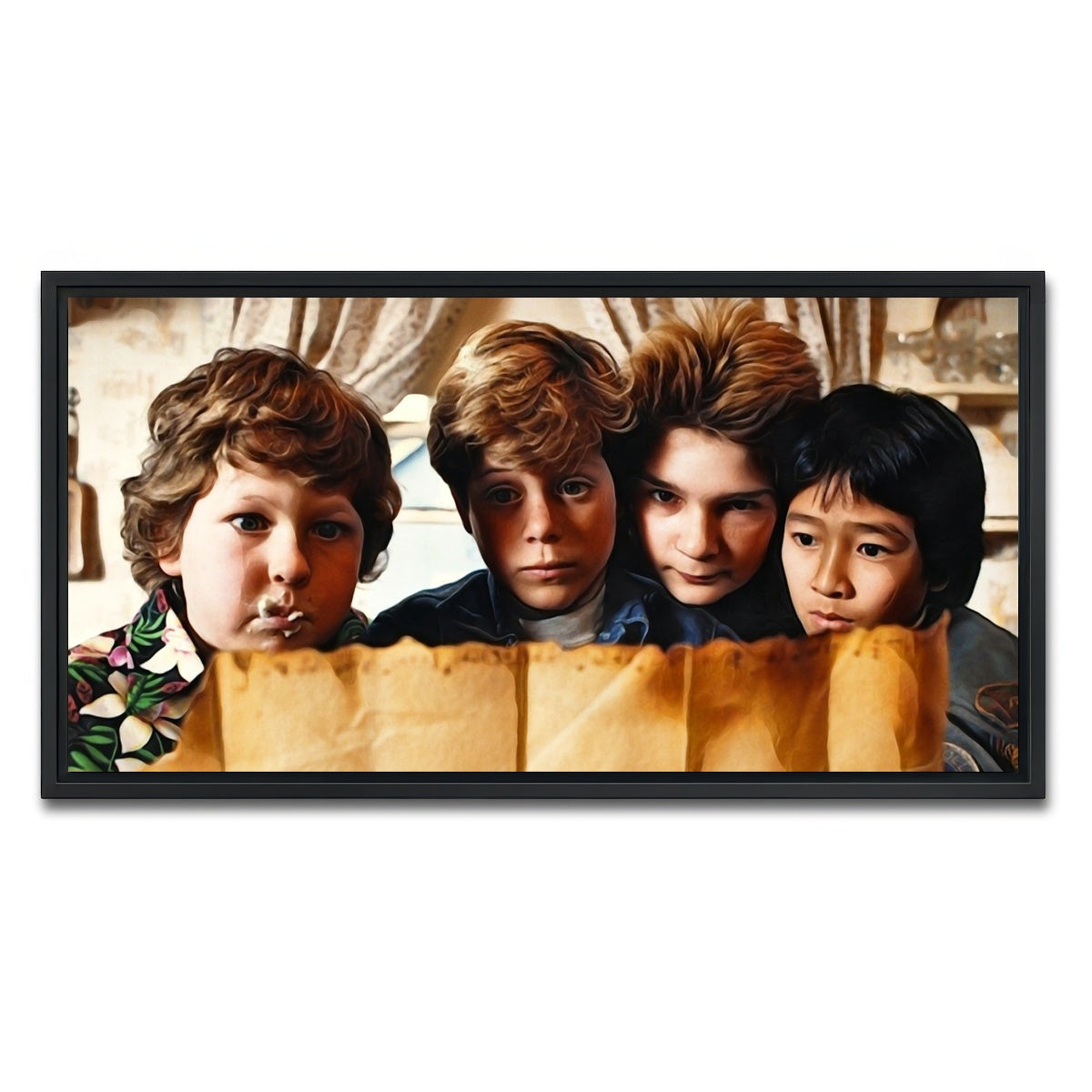 AUTO-MOCKUP WHITE | the goonies | 1 Piece | Black Framed Canvas | group=2x1