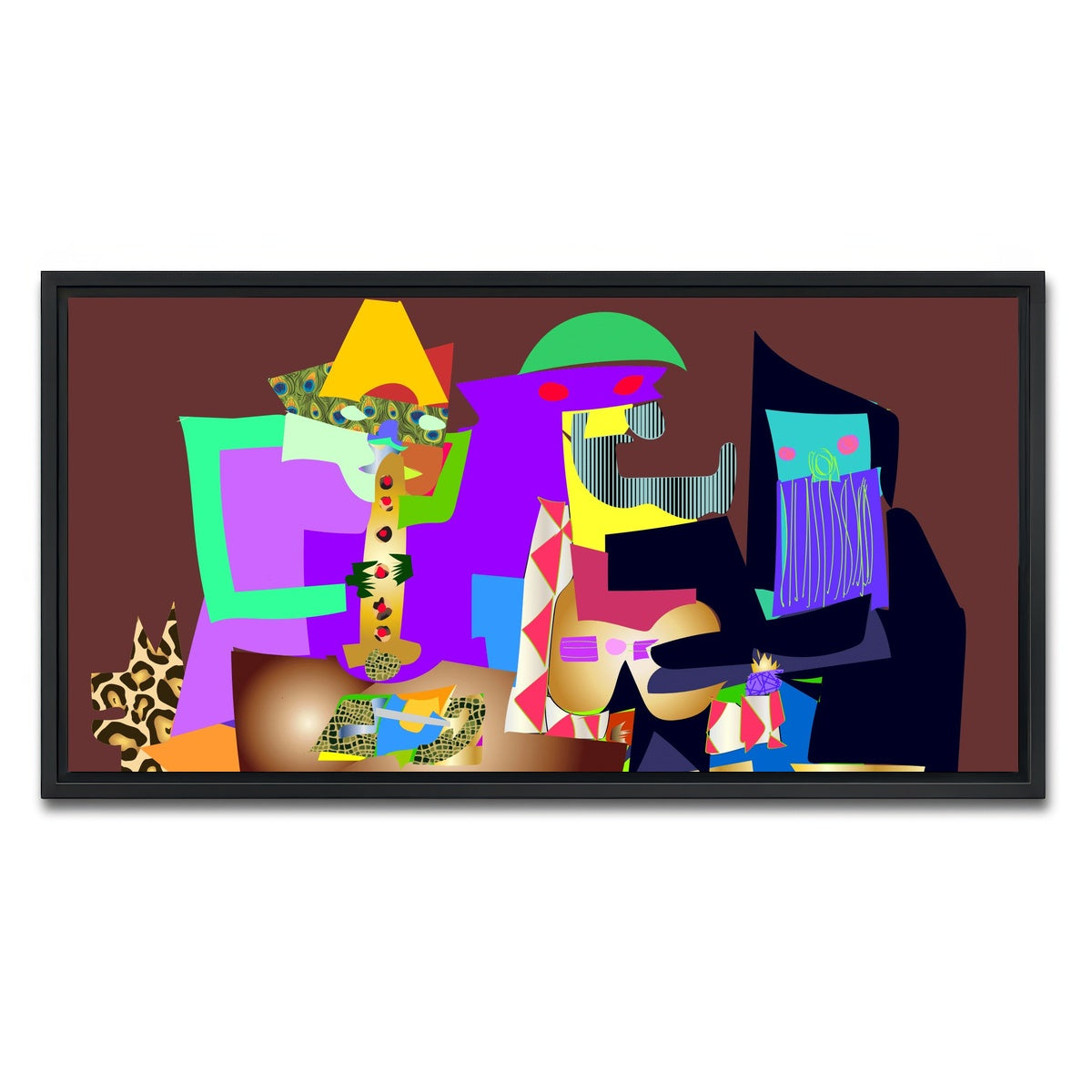 AUTO-MOCKUP WHITE | three musicians | 1 Piece | Black Framed Canvas | group=2x1