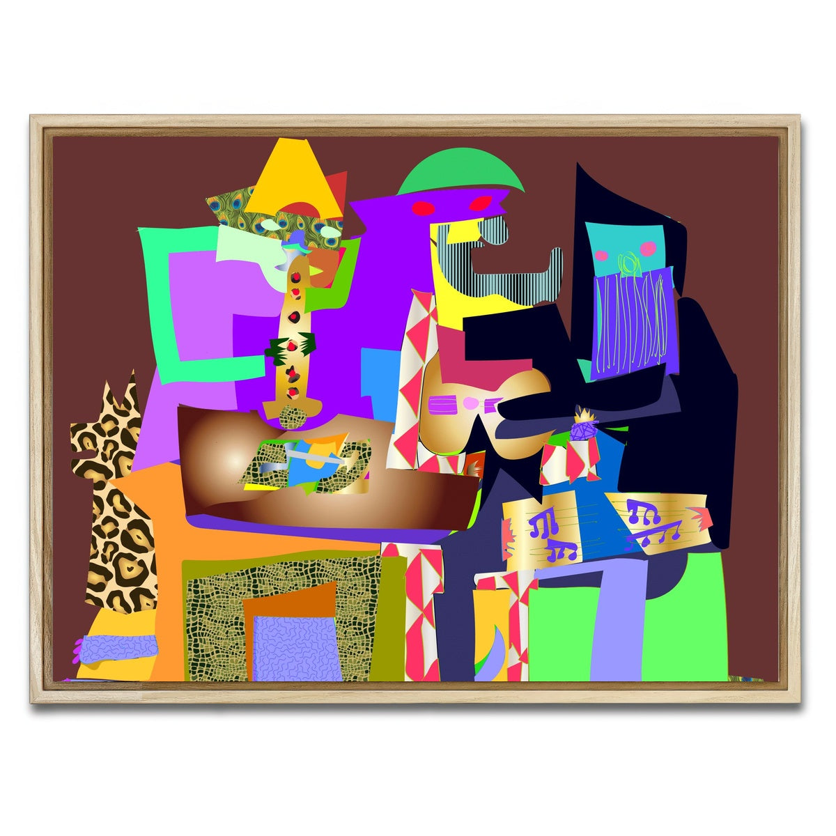 AUTO-MOCKUP WHITE | three musicians | 1 Piece | Natural Framed Canvas | group=4x3