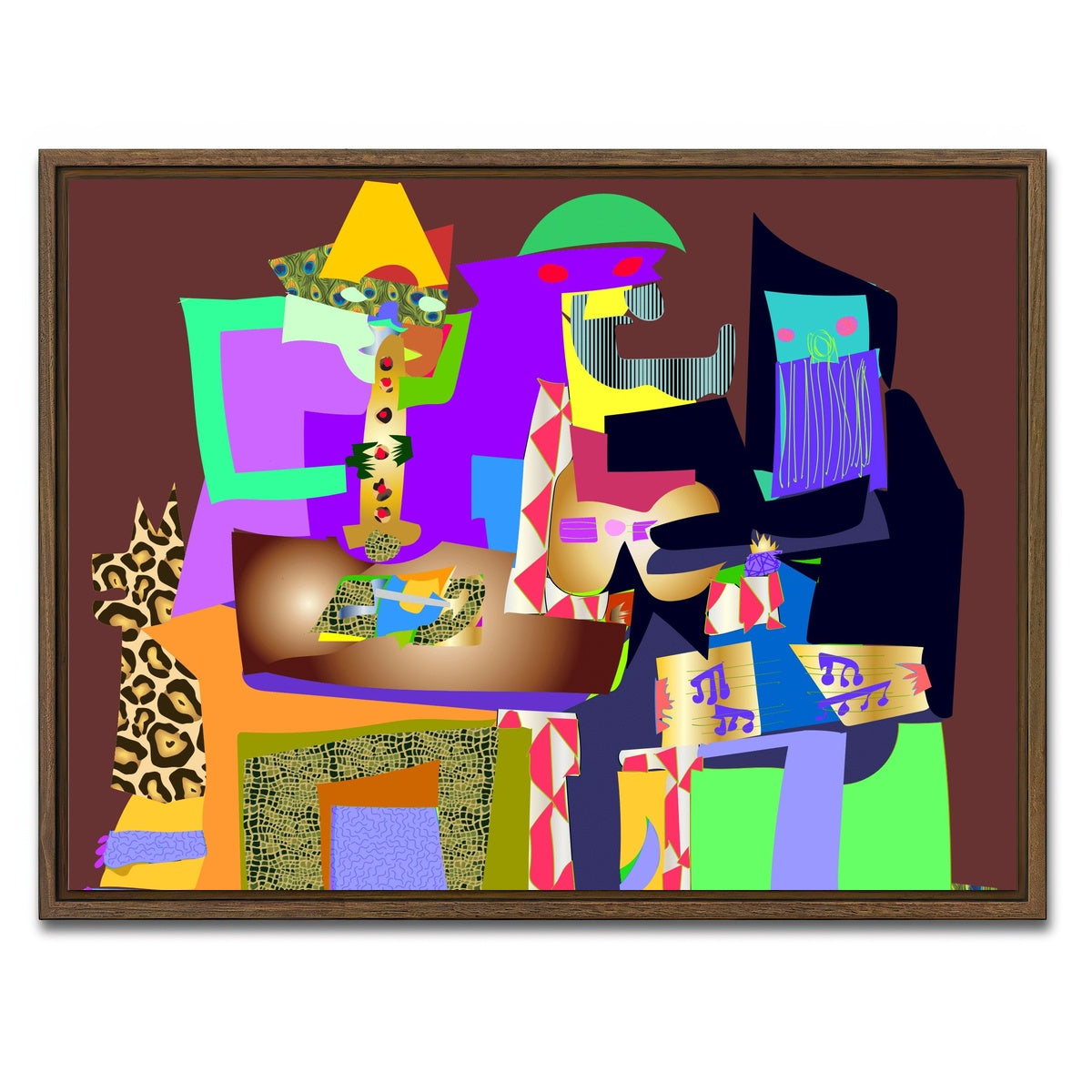 AUTO-MOCKUP WHITE | three musicians | 1 Piece | Walnut Framed Canvas | group=4x3