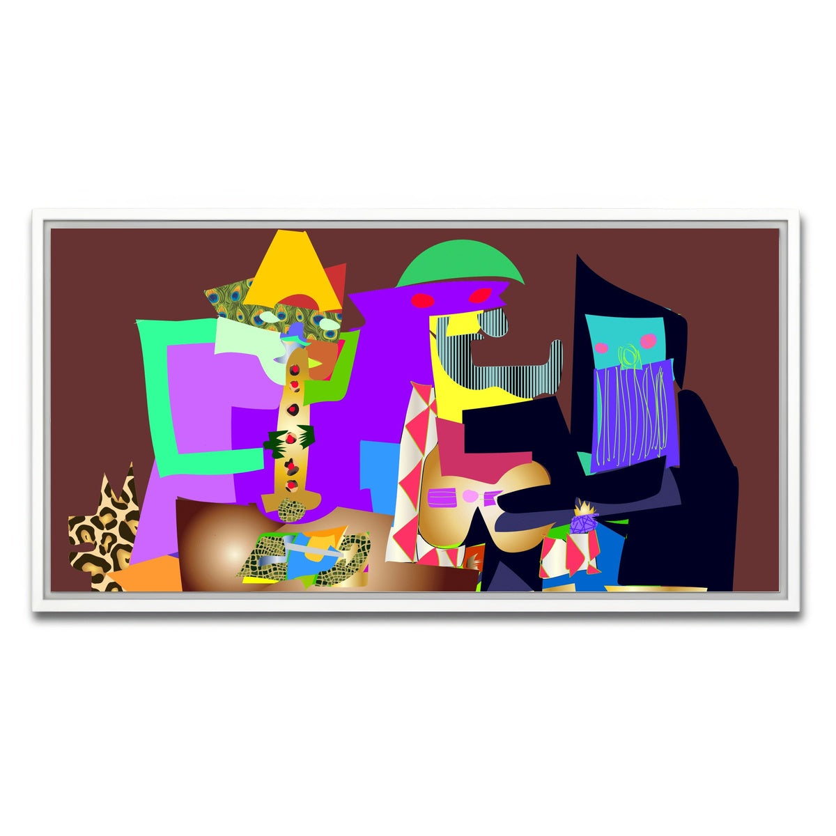 AUTO-MOCKUP WHITE | three musicians | 1 Piece | White Framed Canvas | group=2x1