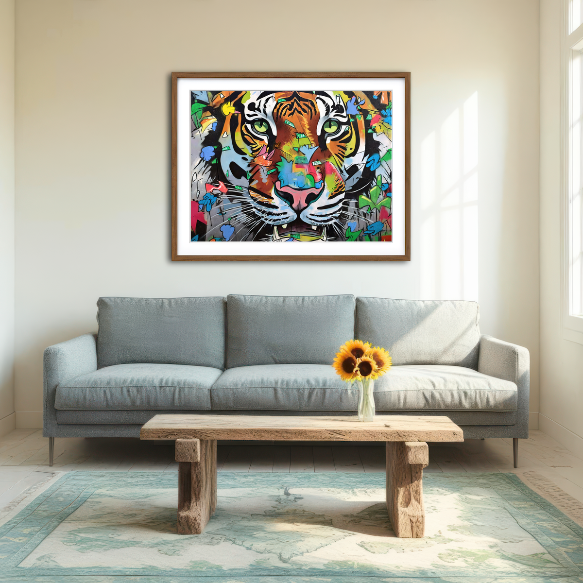AUTO-MOCKUP ROOM | Tiger Graffiti Wall Art