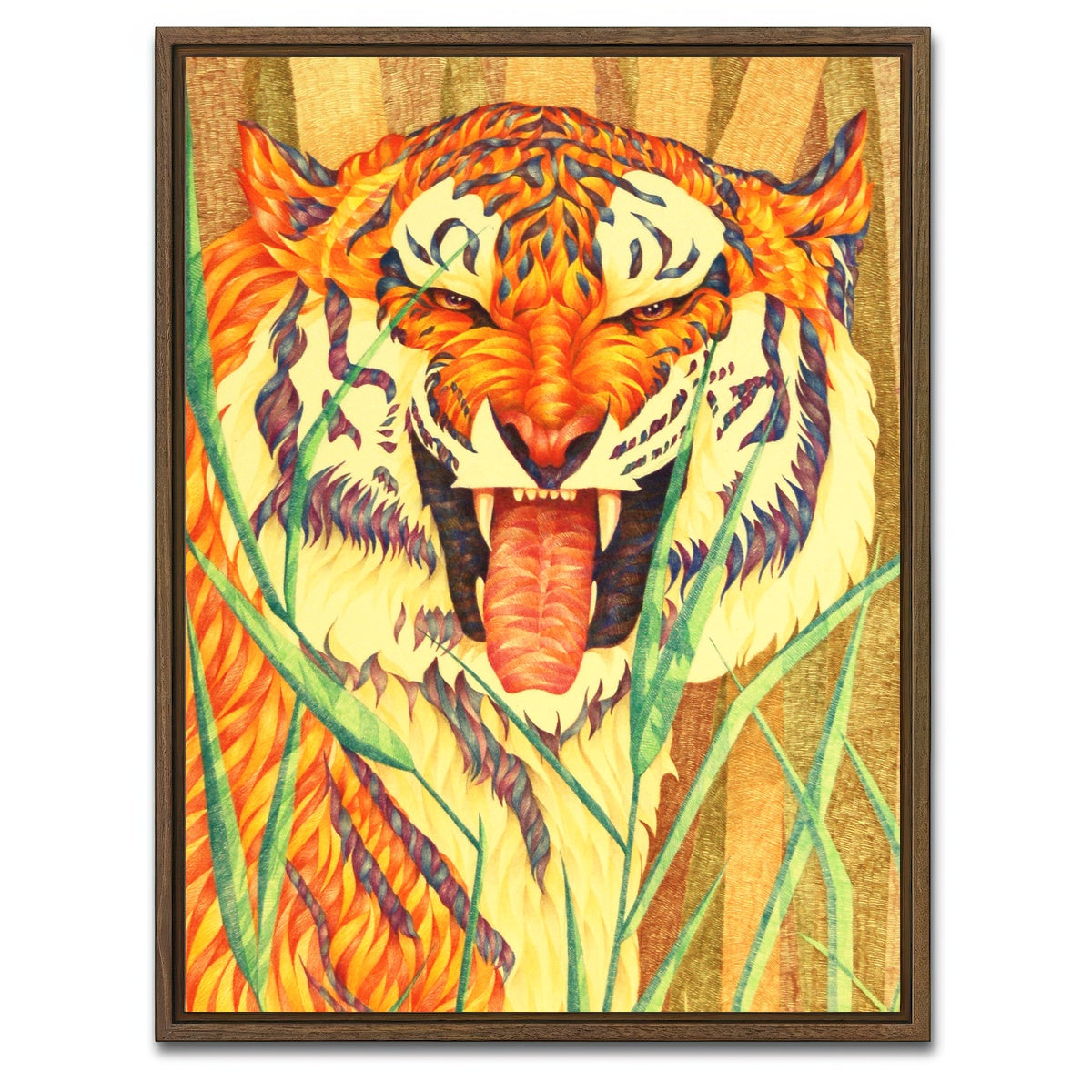 AUTO-MOCKUP WHITE | tiger's fury | 1 Piece | Walnut Framed Canvas | group=3x4