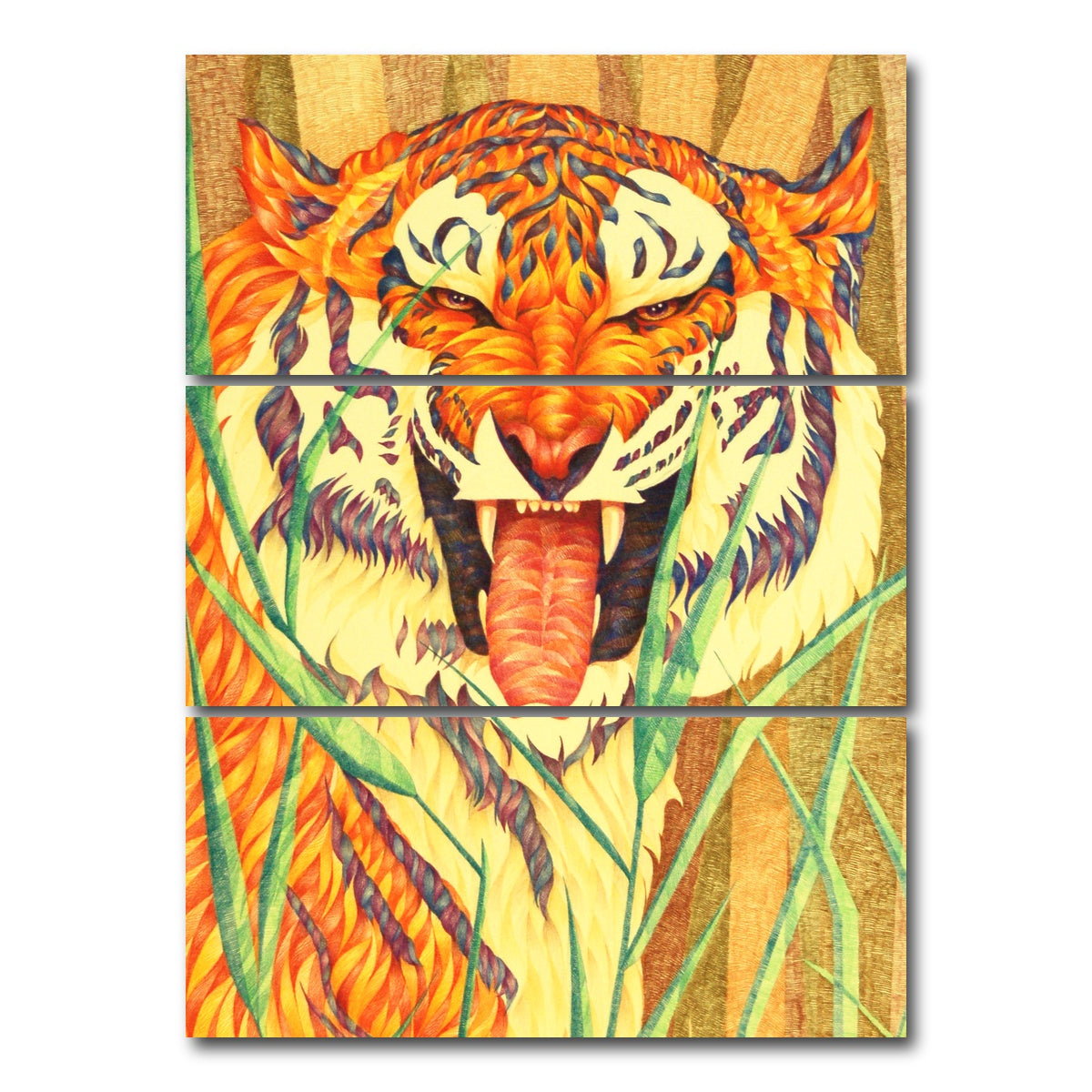 AUTO-MOCKUP WHITE | tiger's fury | 3 Piece | Gallery Wrap Canvas | group=8x18_stacked