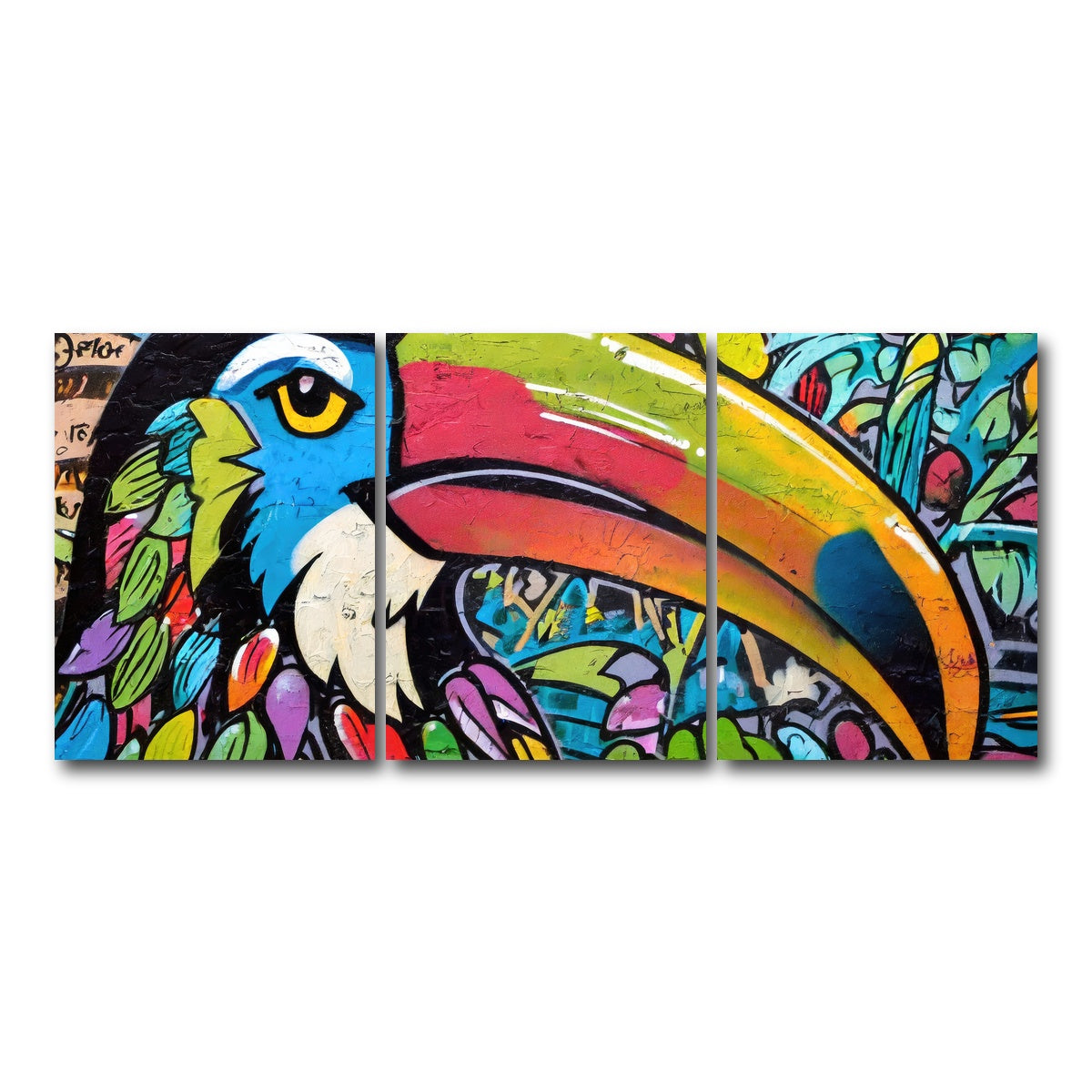 AUTO-MOCKUP WHITE | toucan graffiti | 3 Piece | Gallery Wrap Canvas | group=18x24
