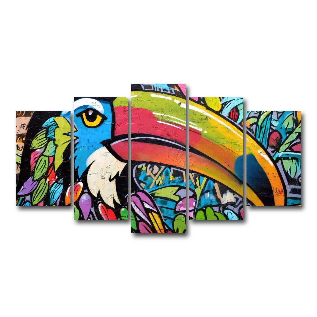 AUTO-MOCKUP WHITE | toucan graffiti | 5 Piece | Gallery Wrap Canvas | group=5_normal