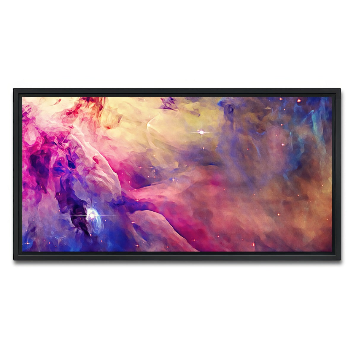 AUTO-MOCKUP WHITE | translucent cosmic clouds | 1 Piece | Black Framed Canvas | group=2x1