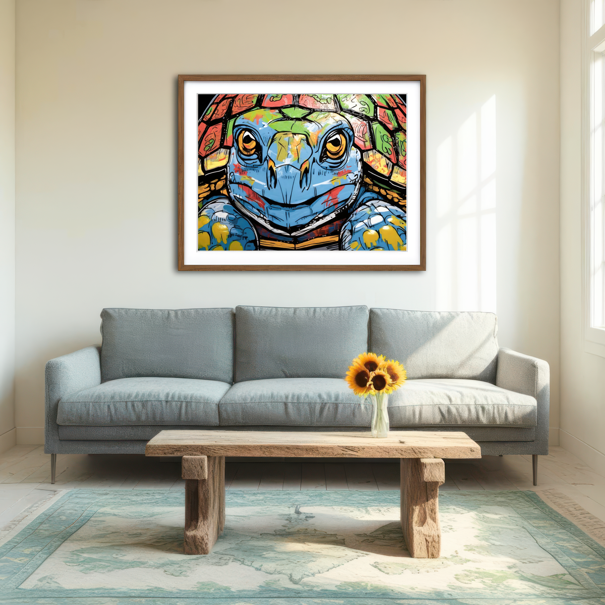 AUTO-MOCKUP ROOM | Turtle Graffiti Wall Art