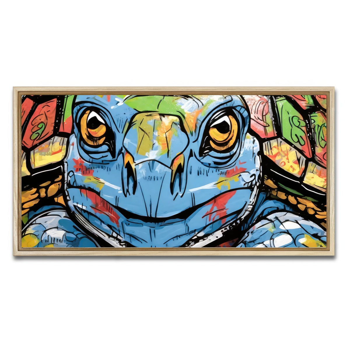 AUTO-MOCKUP WHITE | turtle graffiti | 1 Piece | Natural Framed Canvas | group=2x1