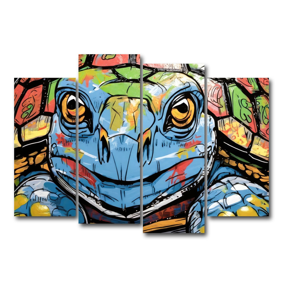 AUTO-MOCKUP WHITE | turtle graffiti | 4 Piece | Gallery Wrap Canvas | group=4_normal