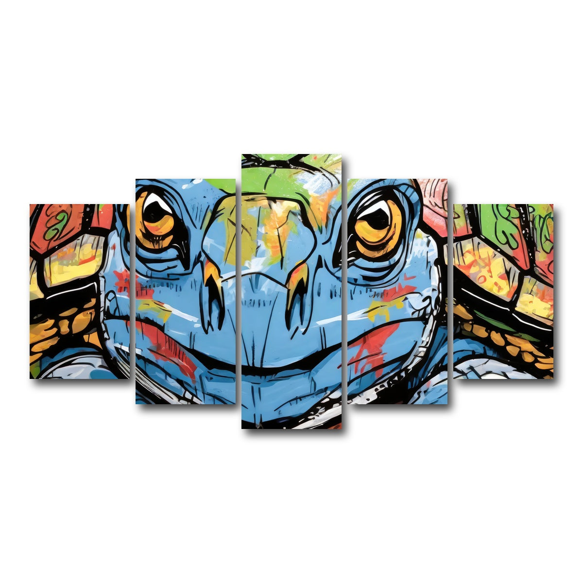 AUTO-MOCKUP WHITE | turtle graffiti | 5 Piece | Gallery Wrap Canvas | group=5_normal