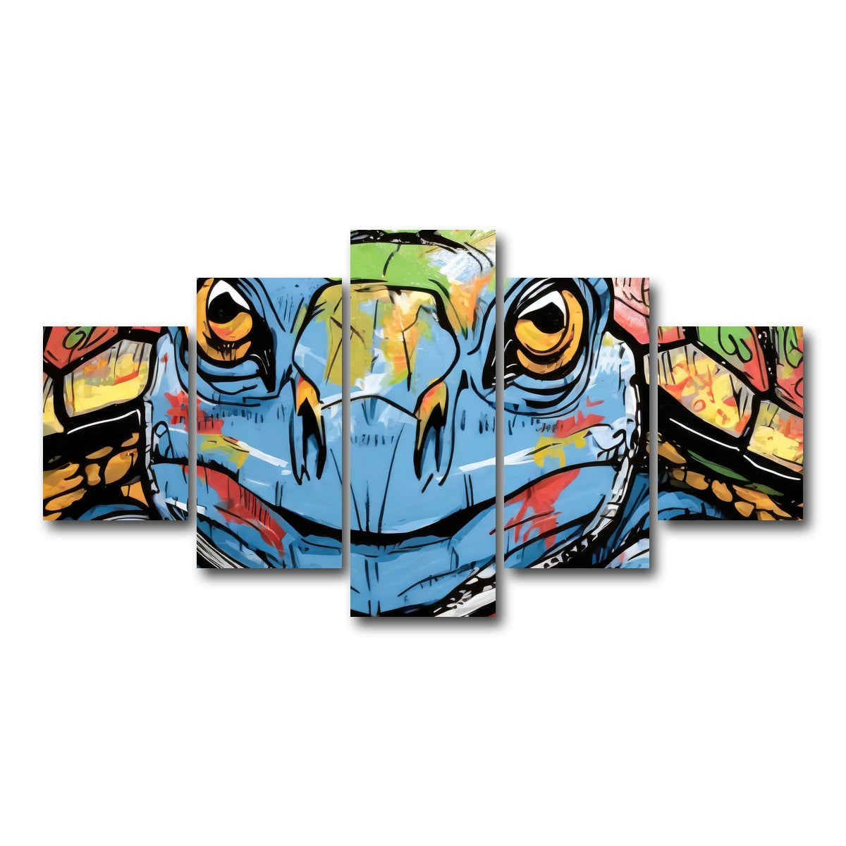 AUTO-MOCKUP WHITE | turtle graffiti | 5 Piece | Gallery Wrap Canvas | group=5_short