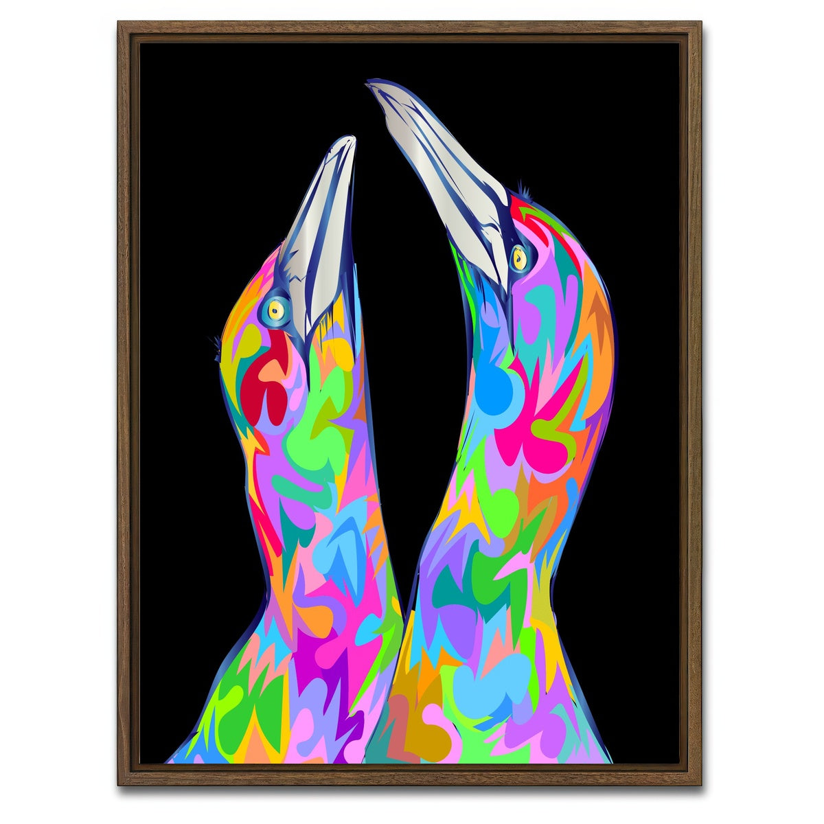 AUTO-MOCKUP WHITE | twin birds | 1 Piece | Walnut Framed Canvas | group=3x4