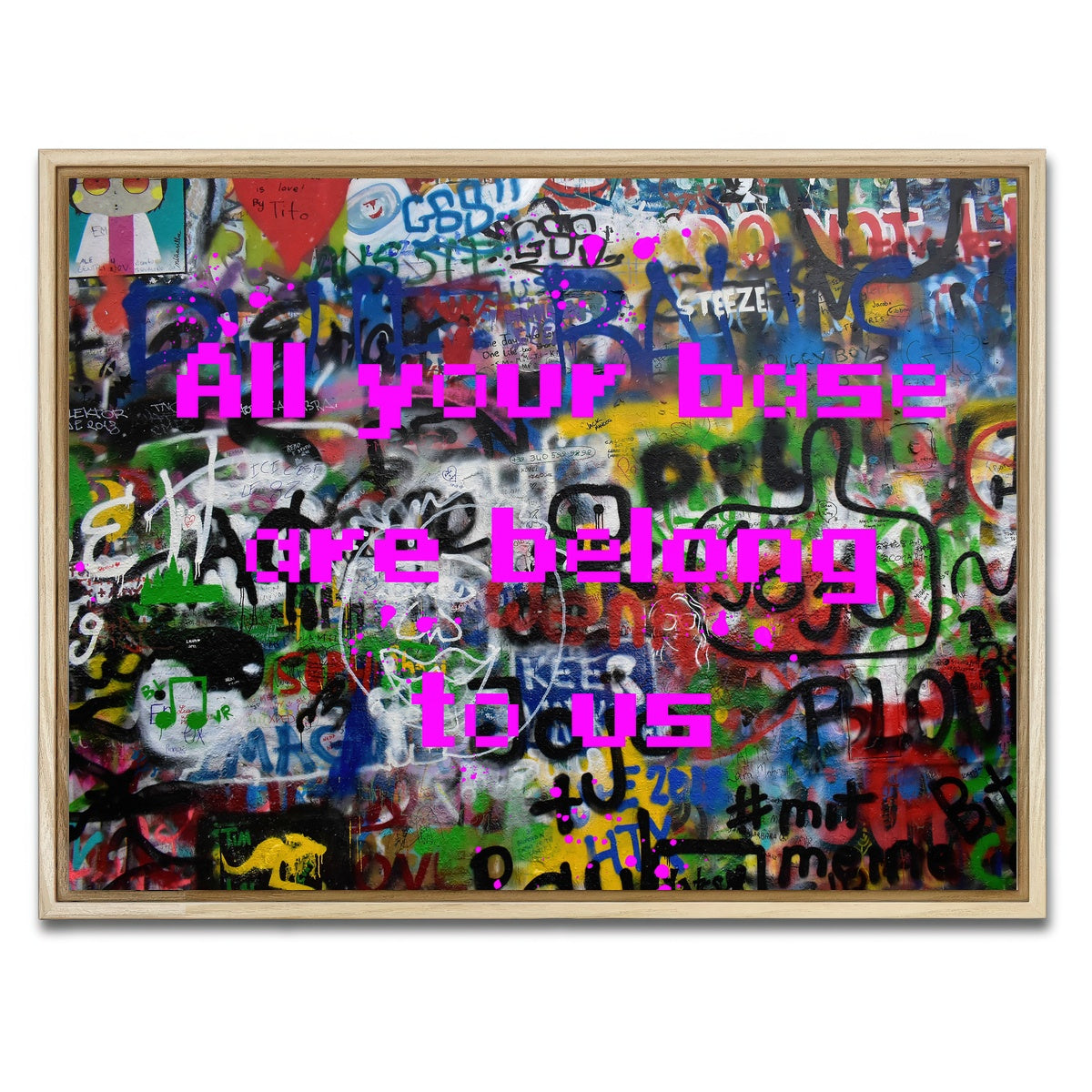 AUTO-MOCKUP WHITE | video game meme | 1 Piece | Natural Framed Canvas | group=4x3