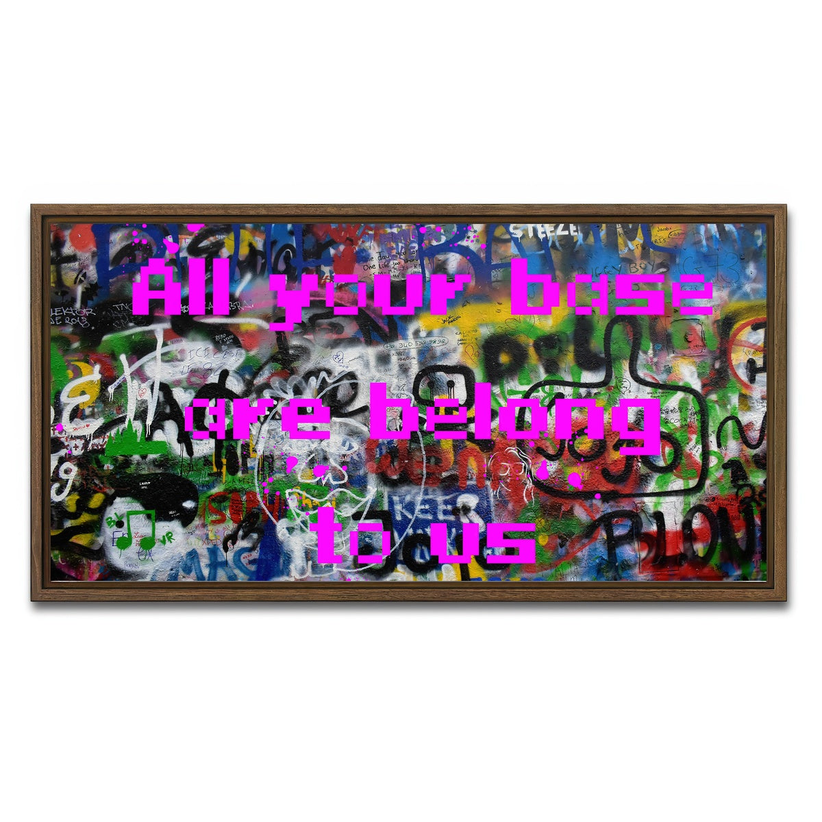 AUTO-MOCKUP WHITE | video game meme | 1 Piece | Walnut Framed Canvas | group=2x1