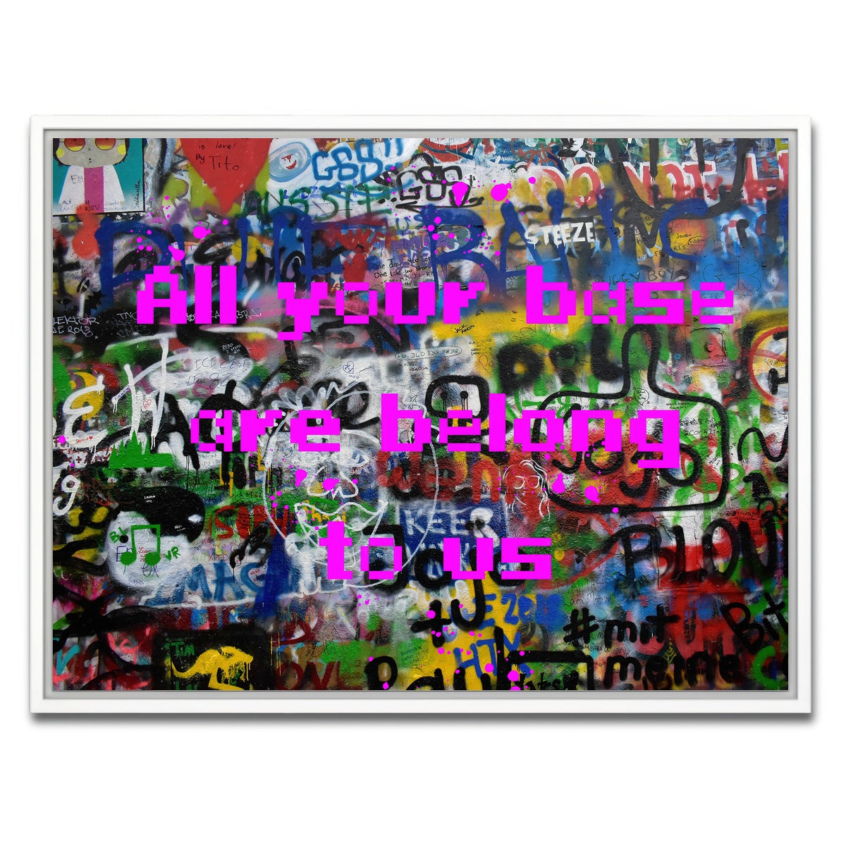 AUTO-MOCKUP WHITE | video game meme | 1 Piece | White Framed Canvas | group=4x3