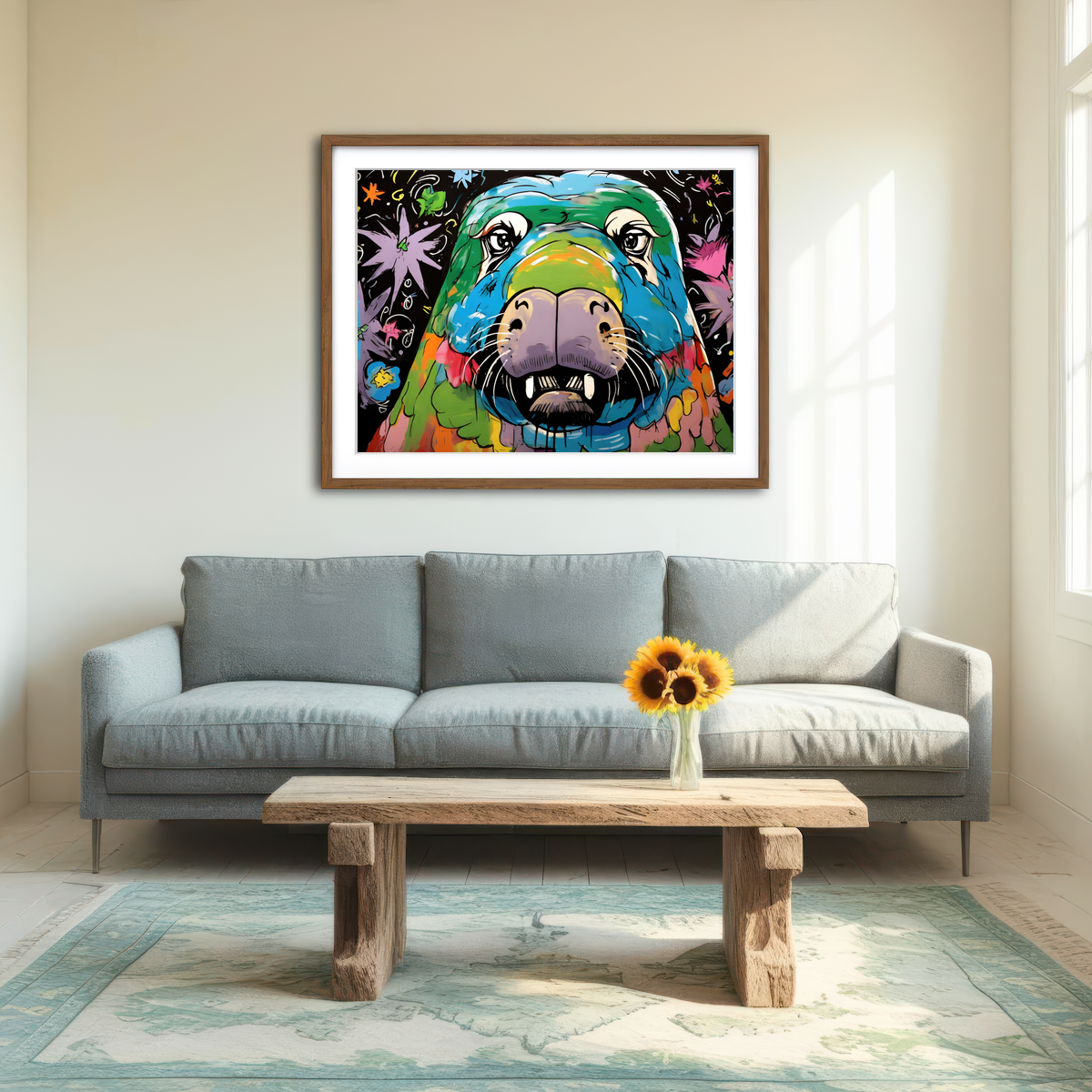 AUTO-MOCKUP ROOM | Walrus Graffiti Wall Art