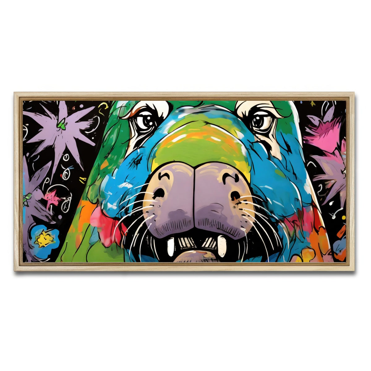 AUTO-MOCKUP WHITE | walrus graffiti | 1 Piece | Natural Framed Canvas | group=2x1
