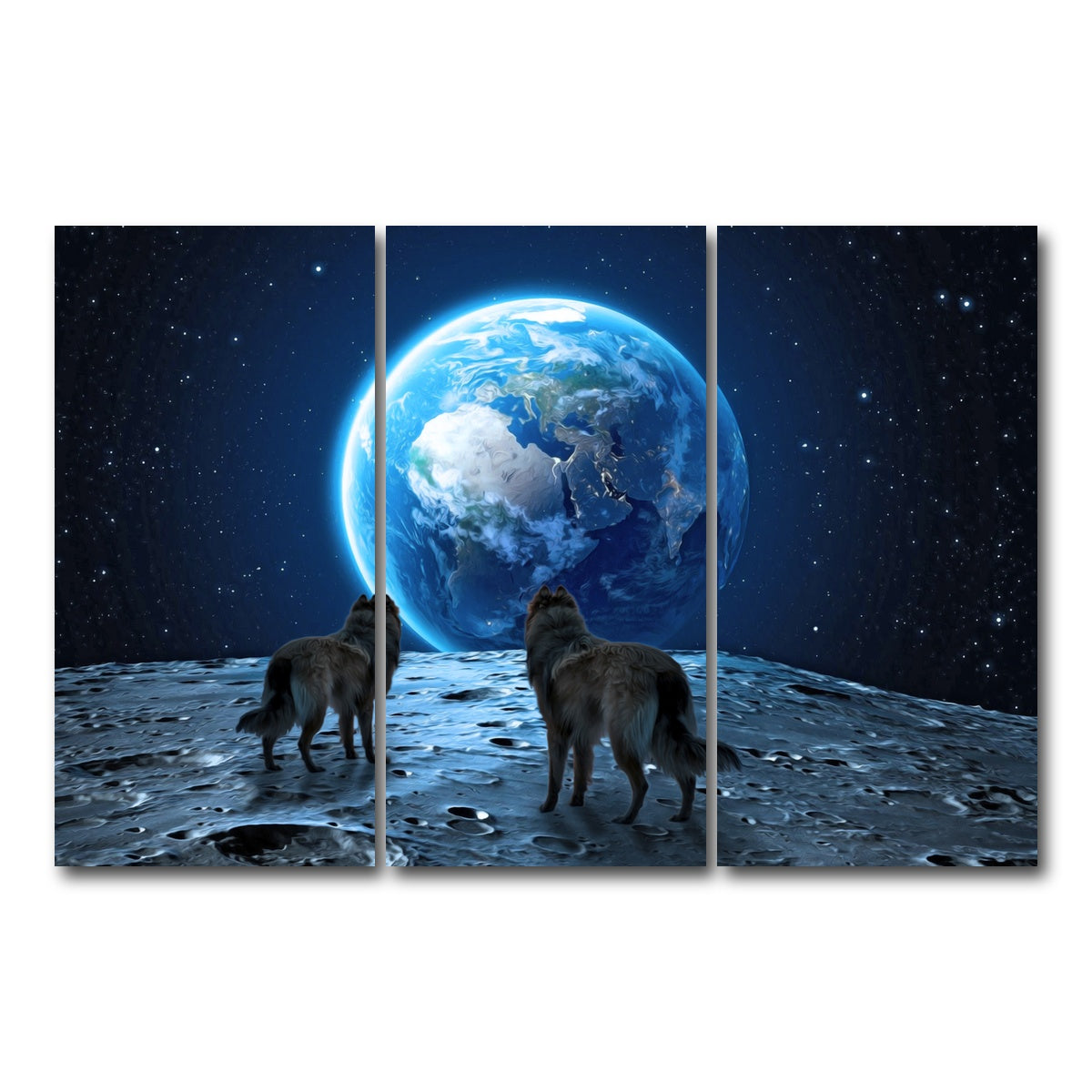 AUTO-MOCKUP WHITE | wolves on the moon | 3 Piece | Gallery Wrap Canvas | group=12x24