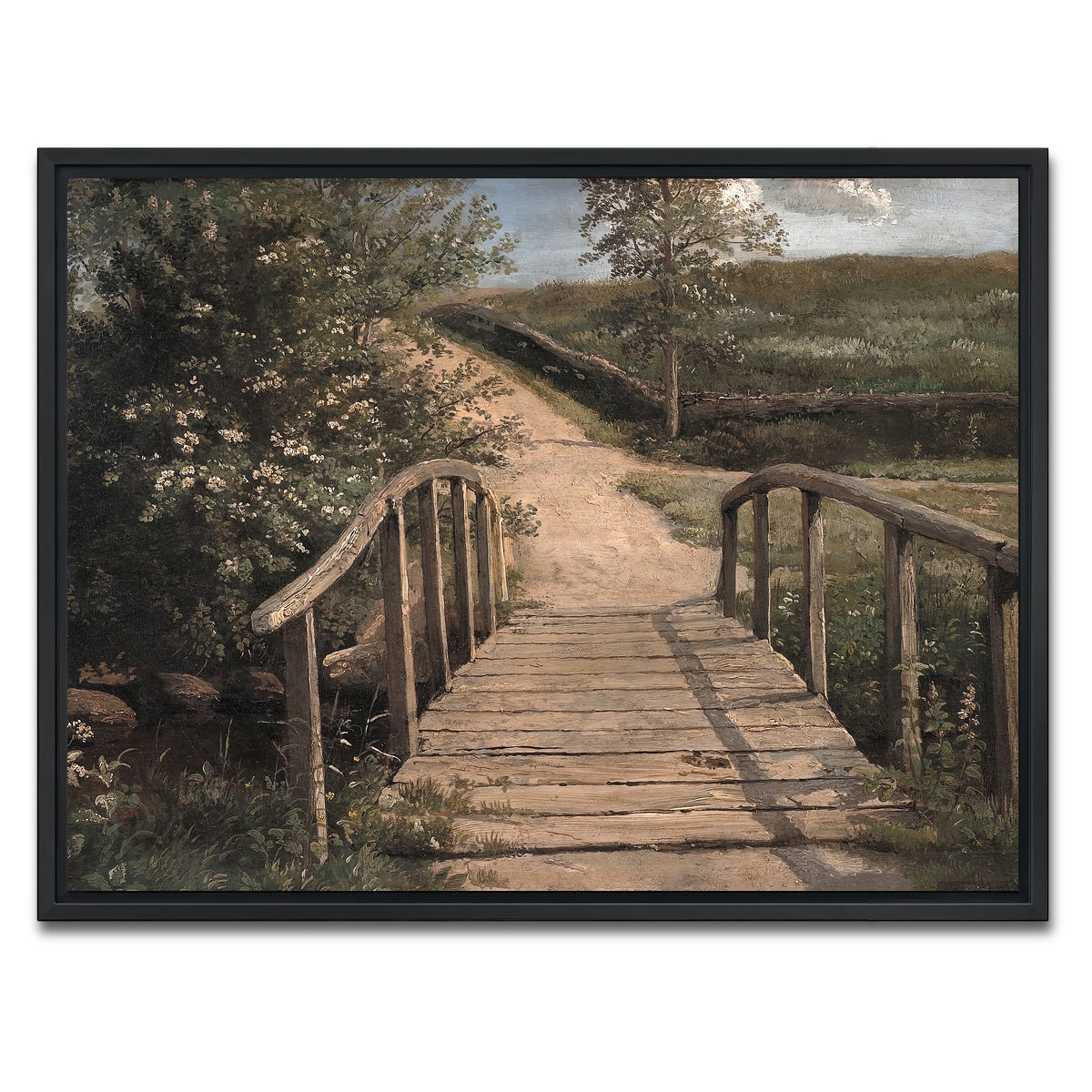 AUTO-MOCKUP WHITE | wooden bridge | 1 Piece | Black Framed Canvas | group=4x3