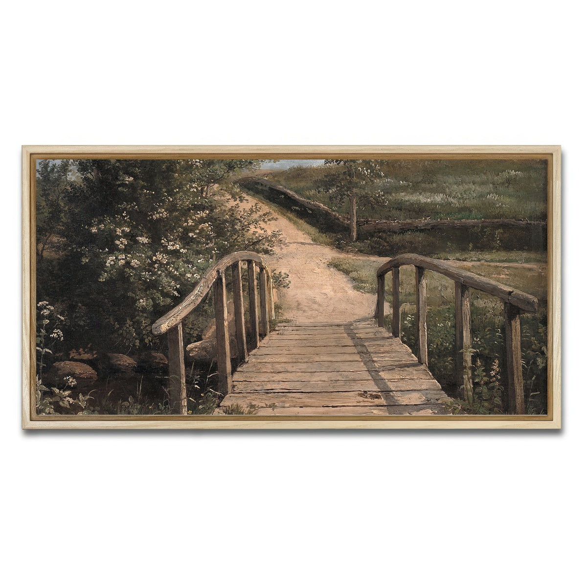 AUTO-MOCKUP WHITE | wooden bridge | 1 Piece | Natural Framed Canvas | group=2x1