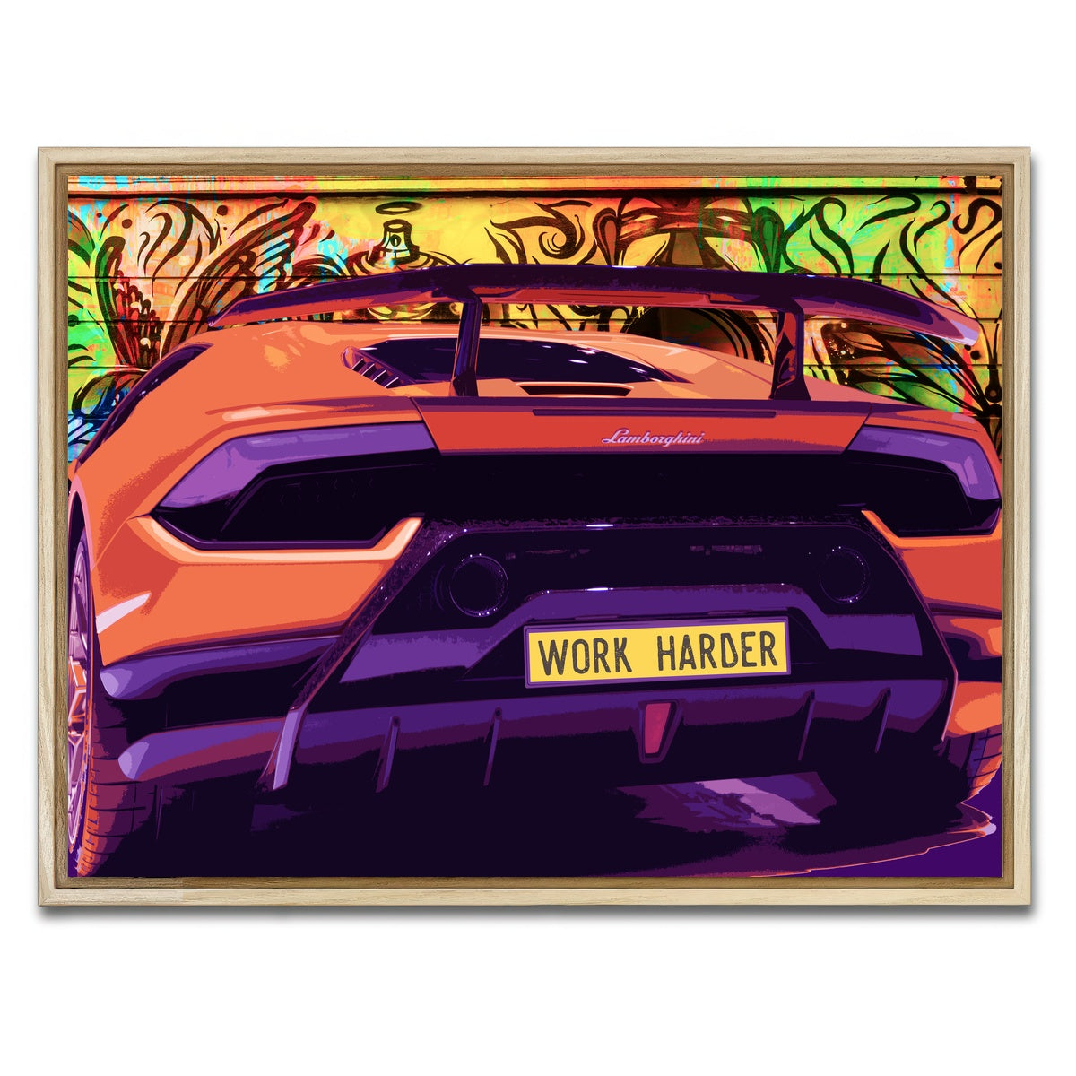 AUTO-MOCKUP WHITE | work harder | 1 Piece | Natural Framed Canvas | group=4x3
