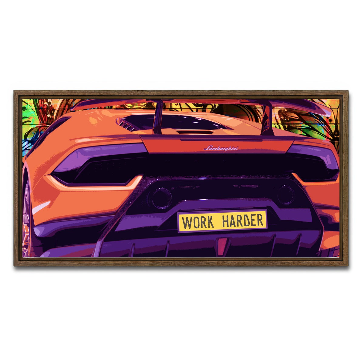 AUTO-MOCKUP WHITE | work harder | 1 Piece | Walnut Framed Canvas | group=2x1