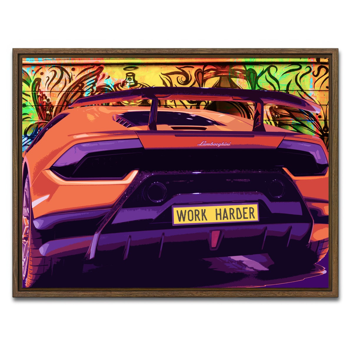 AUTO-MOCKUP WHITE | work harder | 1 Piece | Walnut Framed Canvas | group=4x3
