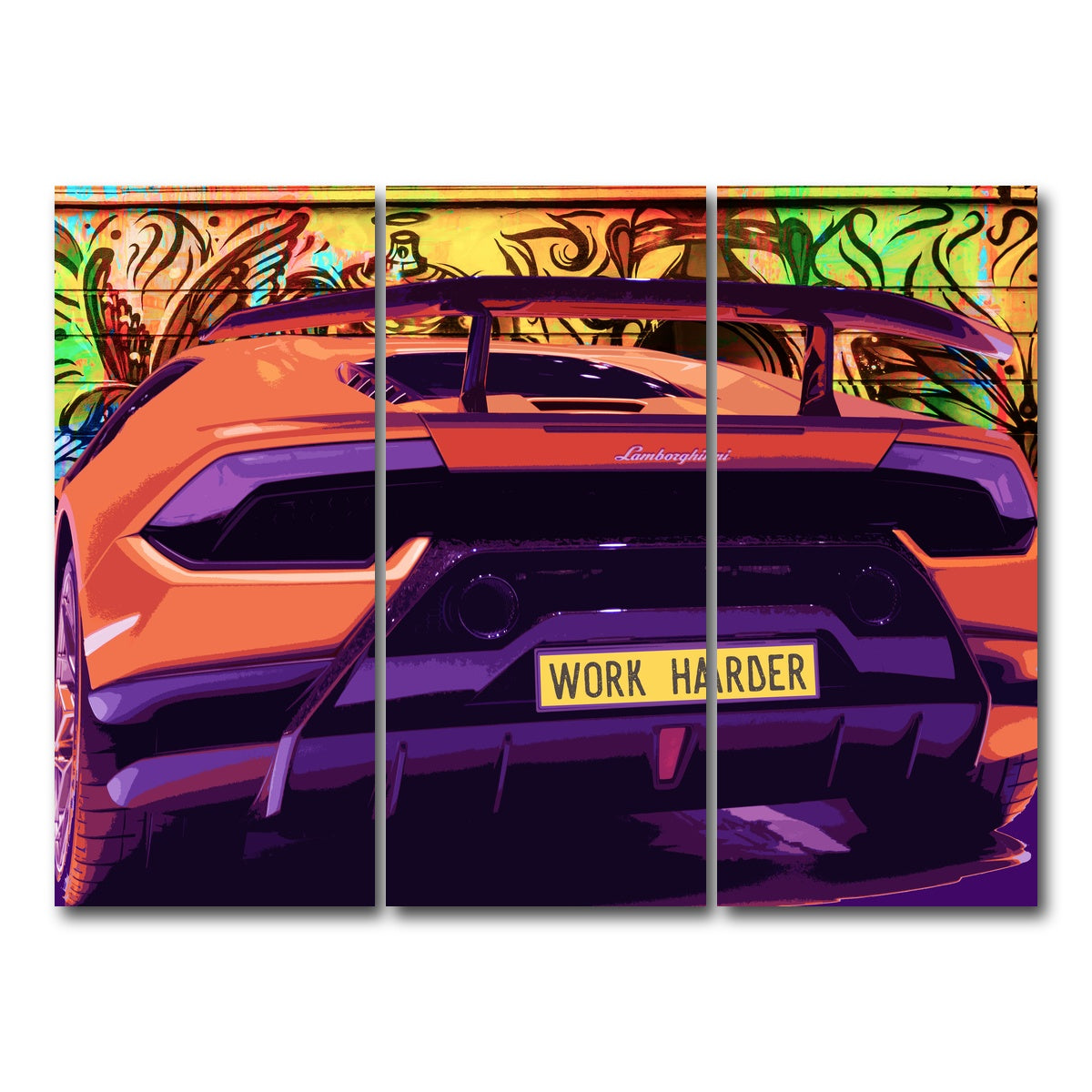 AUTO-MOCKUP WHITE | work harder | 3 Piece | Gallery Wrap Canvas | group=8x18