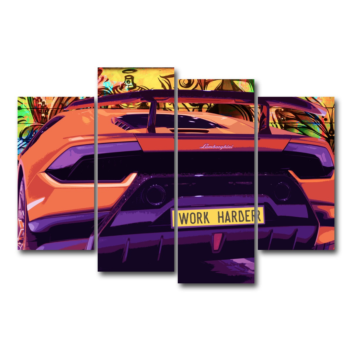 AUTO-MOCKUP WHITE | work harder | 4 Piece | Gallery Wrap Canvas | group=4_short