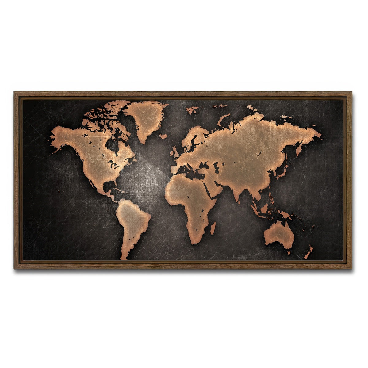 AUTO-MOCKUP WHITE | world map | 1 Piece | Walnut Framed Canvas | group=2x1