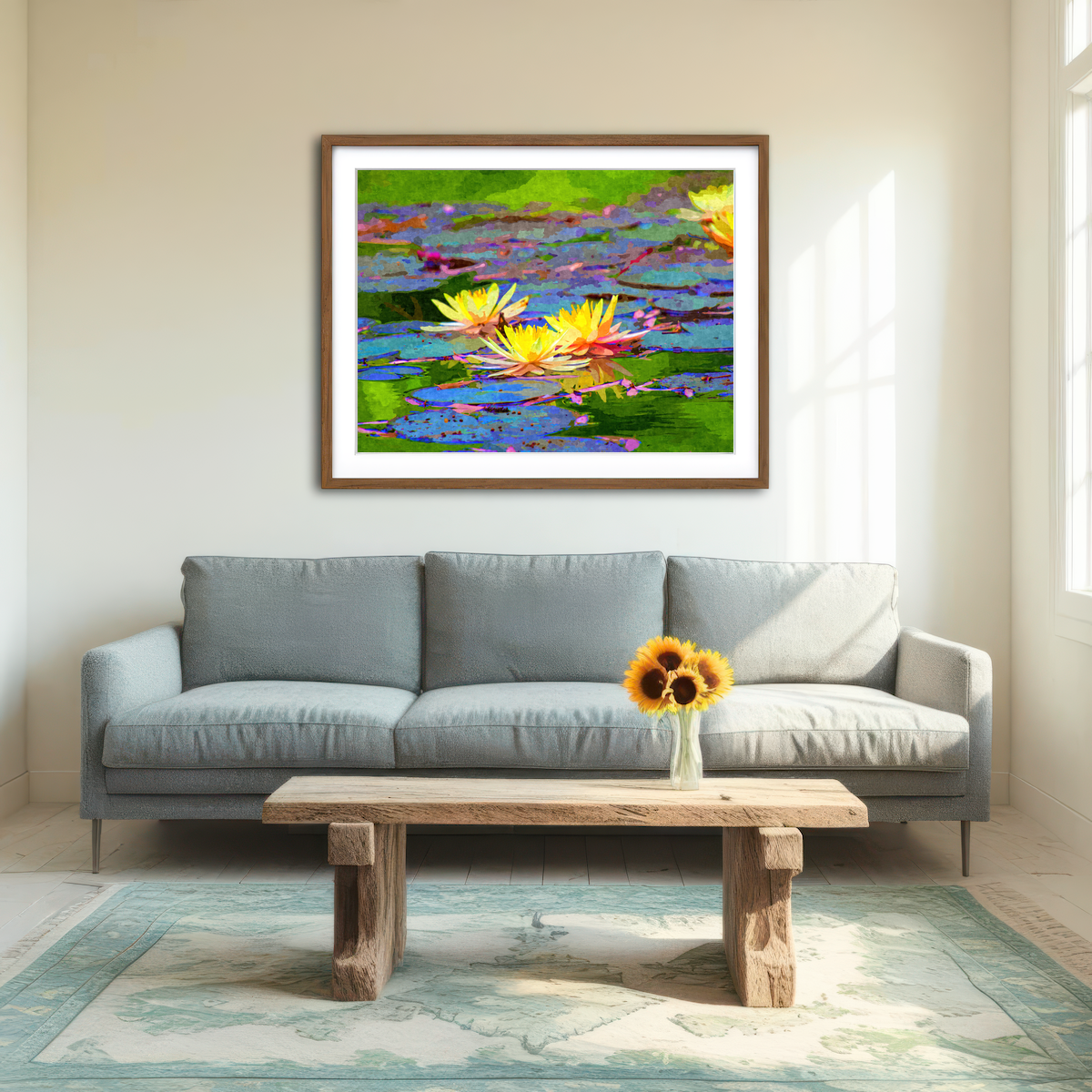 AUTO-MOCKUP ROOM | Yellow Water Lillies Wall Art