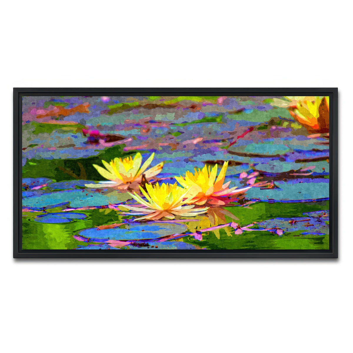 AUTO-MOCKUP WHITE | yellow water lillies | 1 Piece | Black Framed Canvas | group=2x1