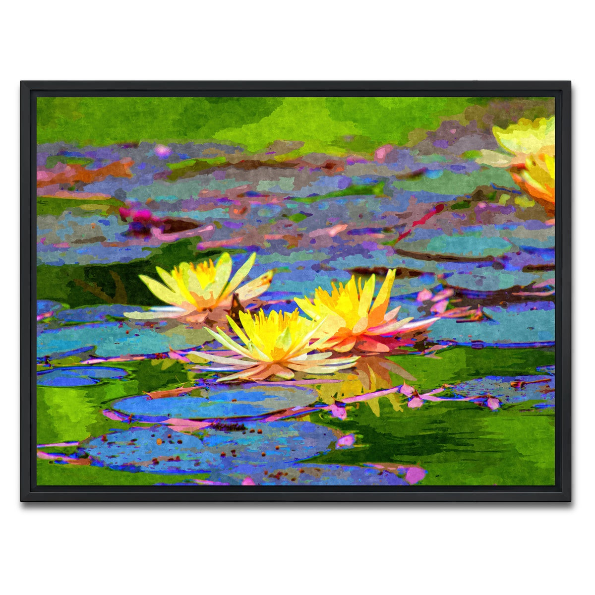 AUTO-MOCKUP WHITE | yellow water lillies | 1 Piece | Black Framed Canvas | group=4x3