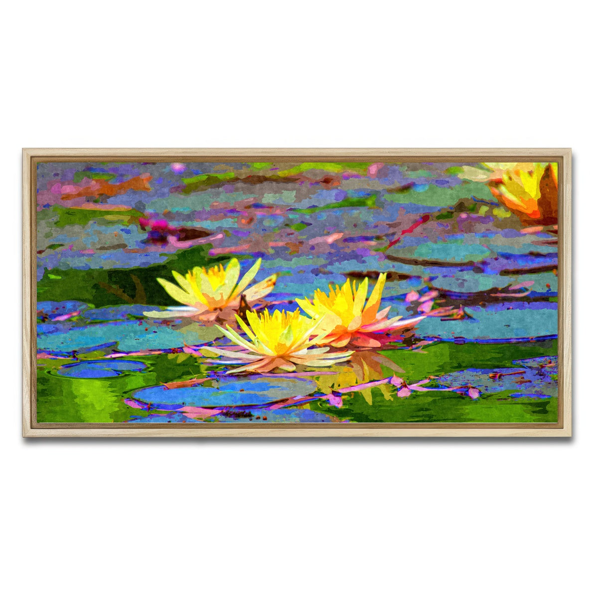 AUTO-MOCKUP WHITE | yellow water lillies | 1 Piece | Natural Framed Canvas | group=2x1