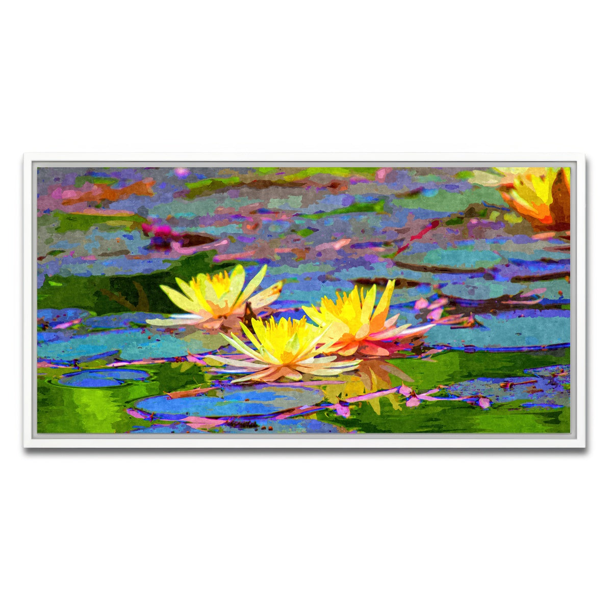 AUTO-MOCKUP WHITE | yellow water lillies | 1 Piece | White Framed Canvas | group=2x1