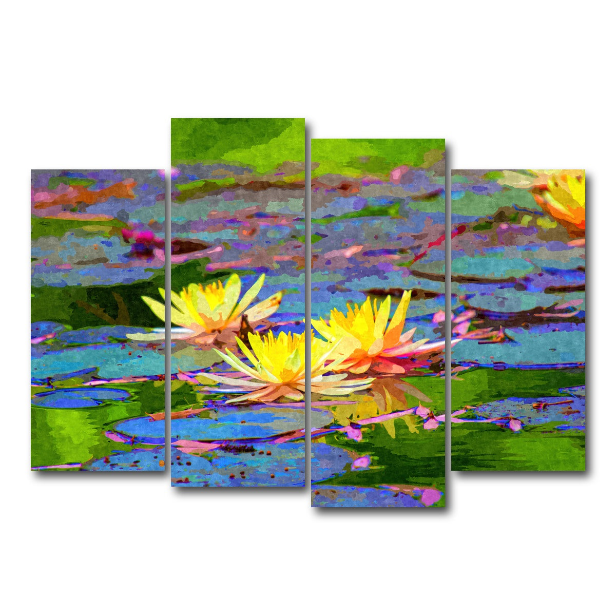 AUTO-MOCKUP WHITE | yellow water lillies | 4 Piece | Gallery Wrap Canvas | group=4_normal