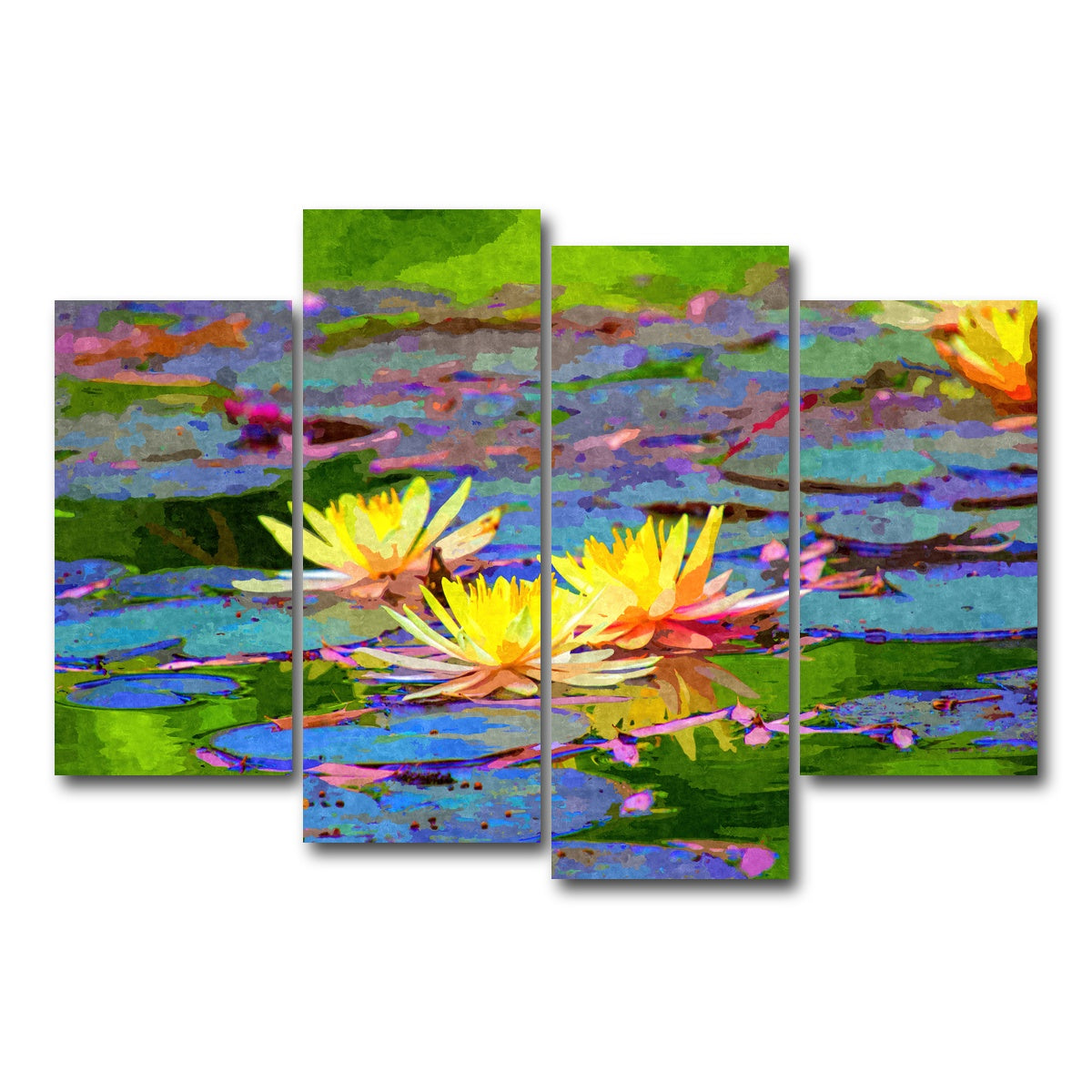 AUTO-MOCKUP WHITE | yellow water lillies | 4 Piece | Gallery Wrap Canvas | group=4_short
