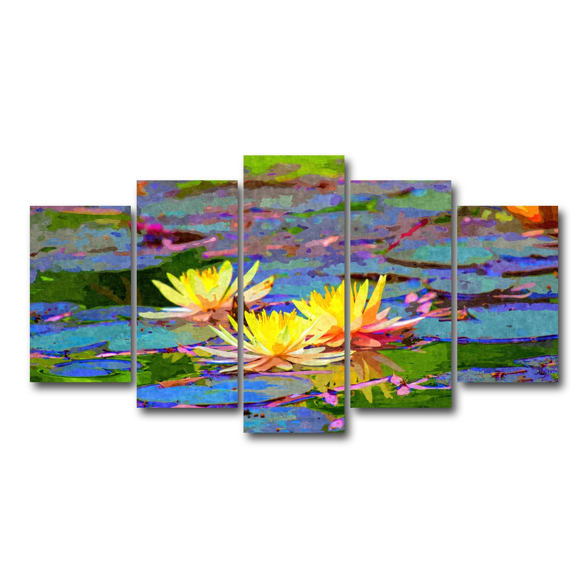 AUTO-MOCKUP WHITE | yellow water lillies | 5 Piece | Gallery Wrap Canvas | group=5_normal