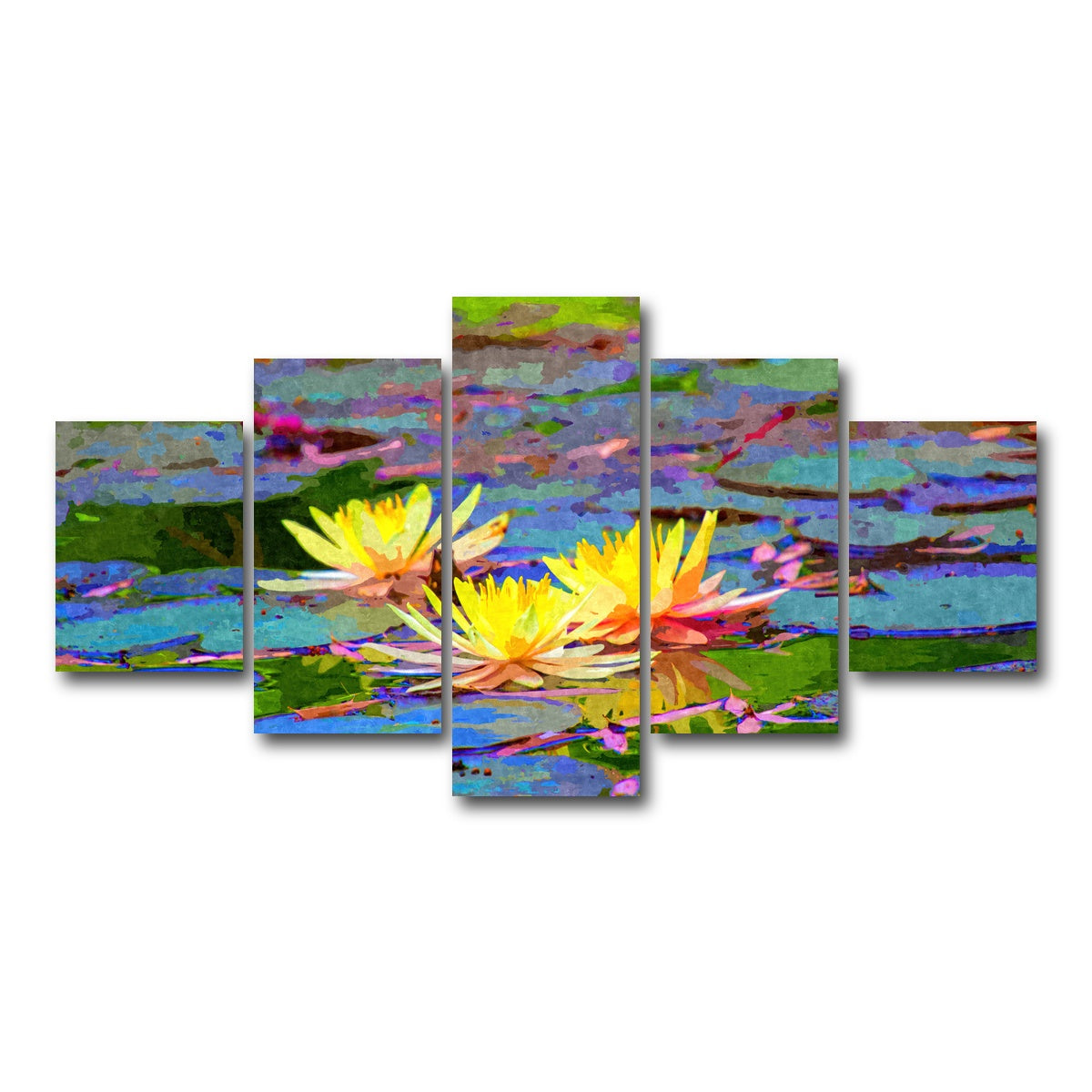 AUTO-MOCKUP WHITE | yellow water lillies | 5 Piece | Gallery Wrap Canvas | group=5_short