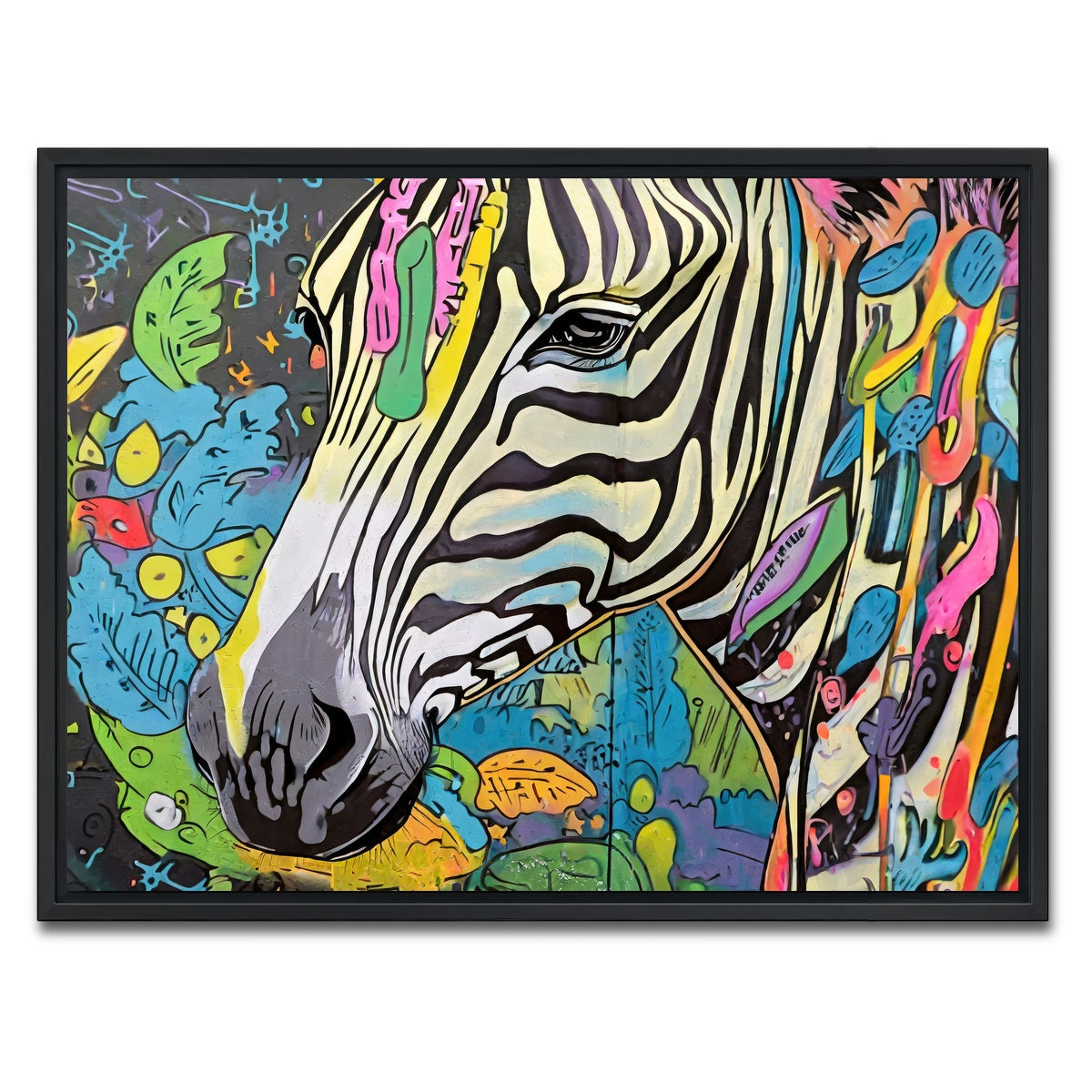 AUTO-MOCKUP WHITE | zebra graffiti | 1 Piece | Black Framed Canvas | group=4x3