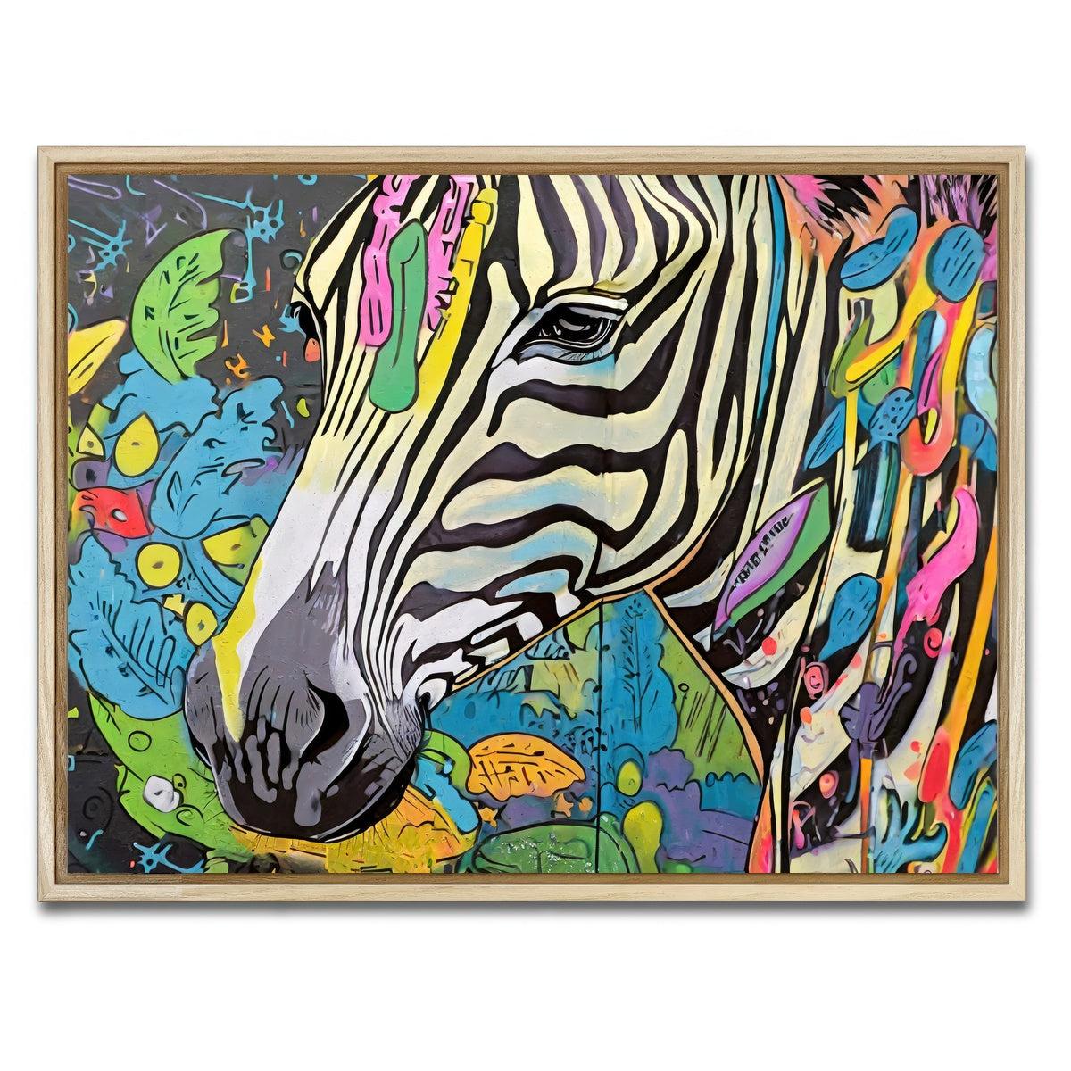 AUTO-MOCKUP WHITE | zebra graffiti | 1 Piece | Natural Framed Canvas | group=4x3