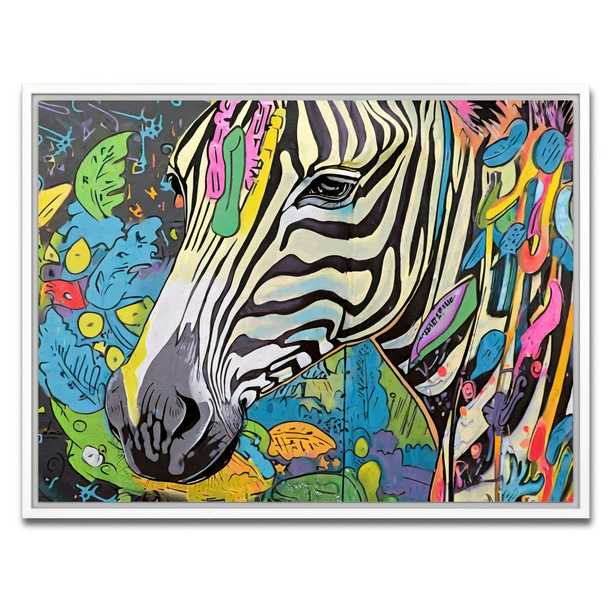 AUTO-MOCKUP WHITE | zebra graffiti | 1 Piece | White Framed Canvas | group=4x3
