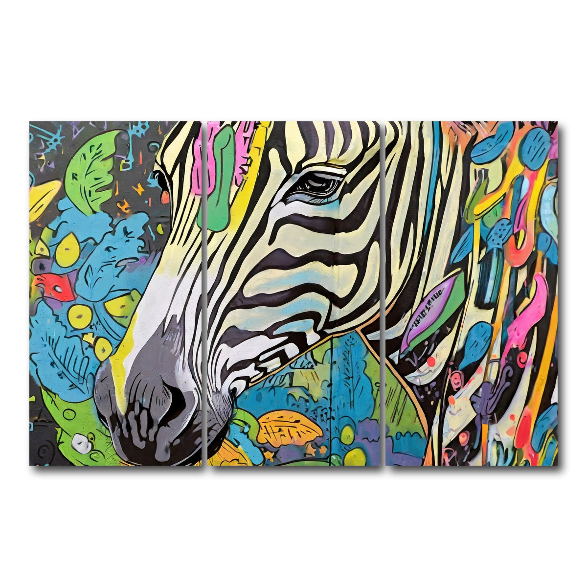 AUTO-MOCKUP WHITE | zebra graffiti | 3 Piece | Gallery Wrap Canvas | group=12x24