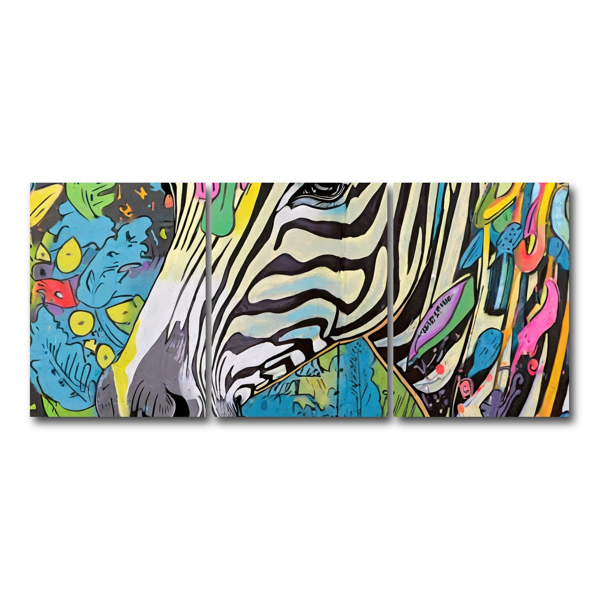 AUTO-MOCKUP WHITE | zebra graffiti | 3 Piece | Gallery Wrap Canvas | group=18x24