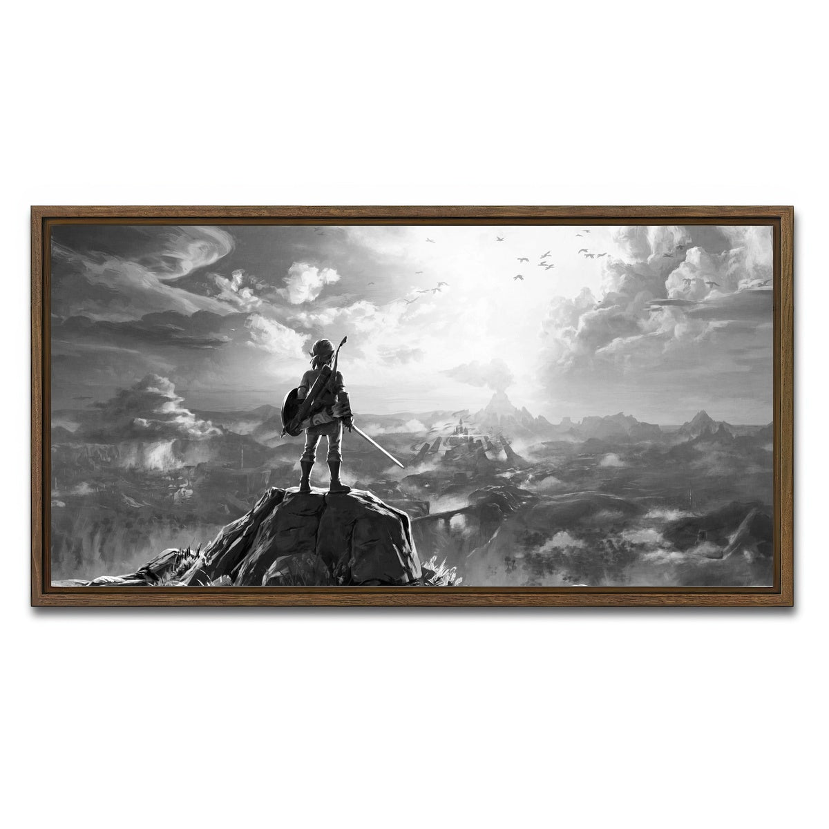 AUTO-MOCKUP WHITE | zelda grayscale | 1 Piece | Walnut Framed Canvas | group=2x1