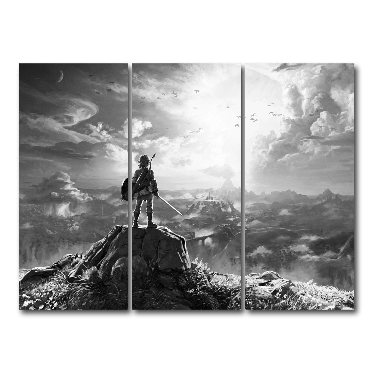 AUTO-MOCKUP WHITE | zelda grayscale | 3 Piece | Gallery Wrap Canvas | group=8x18