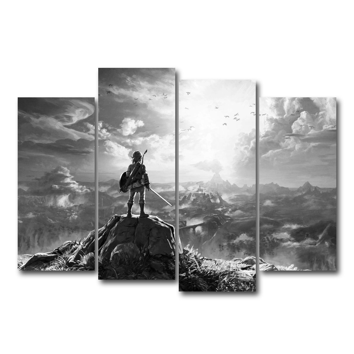 AUTO-MOCKUP WHITE | zelda grayscale | 4 Piece | Gallery Wrap Canvas | group=4_normal