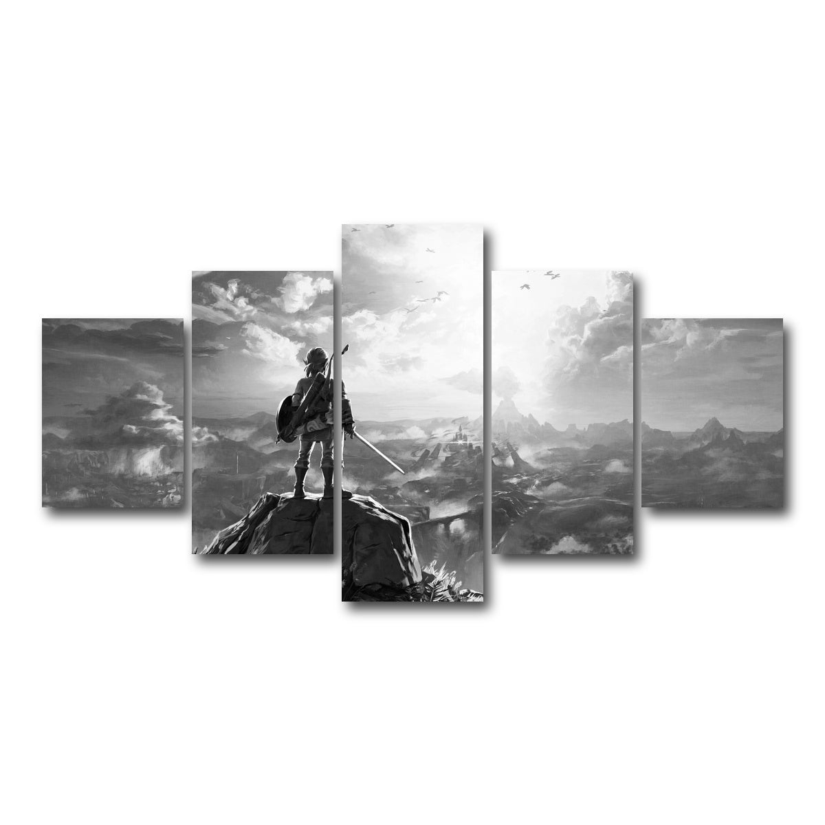 AUTO-MOCKUP WHITE | zelda grayscale | 5 Piece | Gallery Wrap Canvas | group=5_short